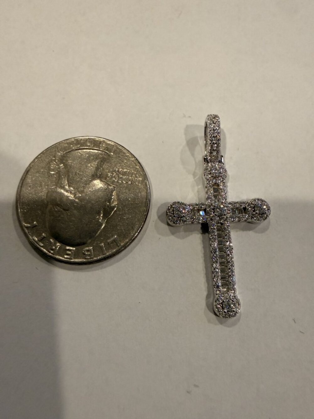 925 Sterling Silver Solid Moissanite Cross Charm